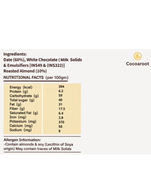 Cocoaroot White Chocolate Almond Dates