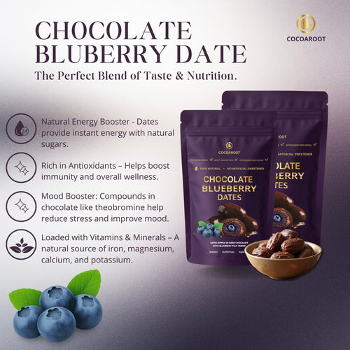 Cocoaroot Dark Chocolate Blueberry Filled Dates