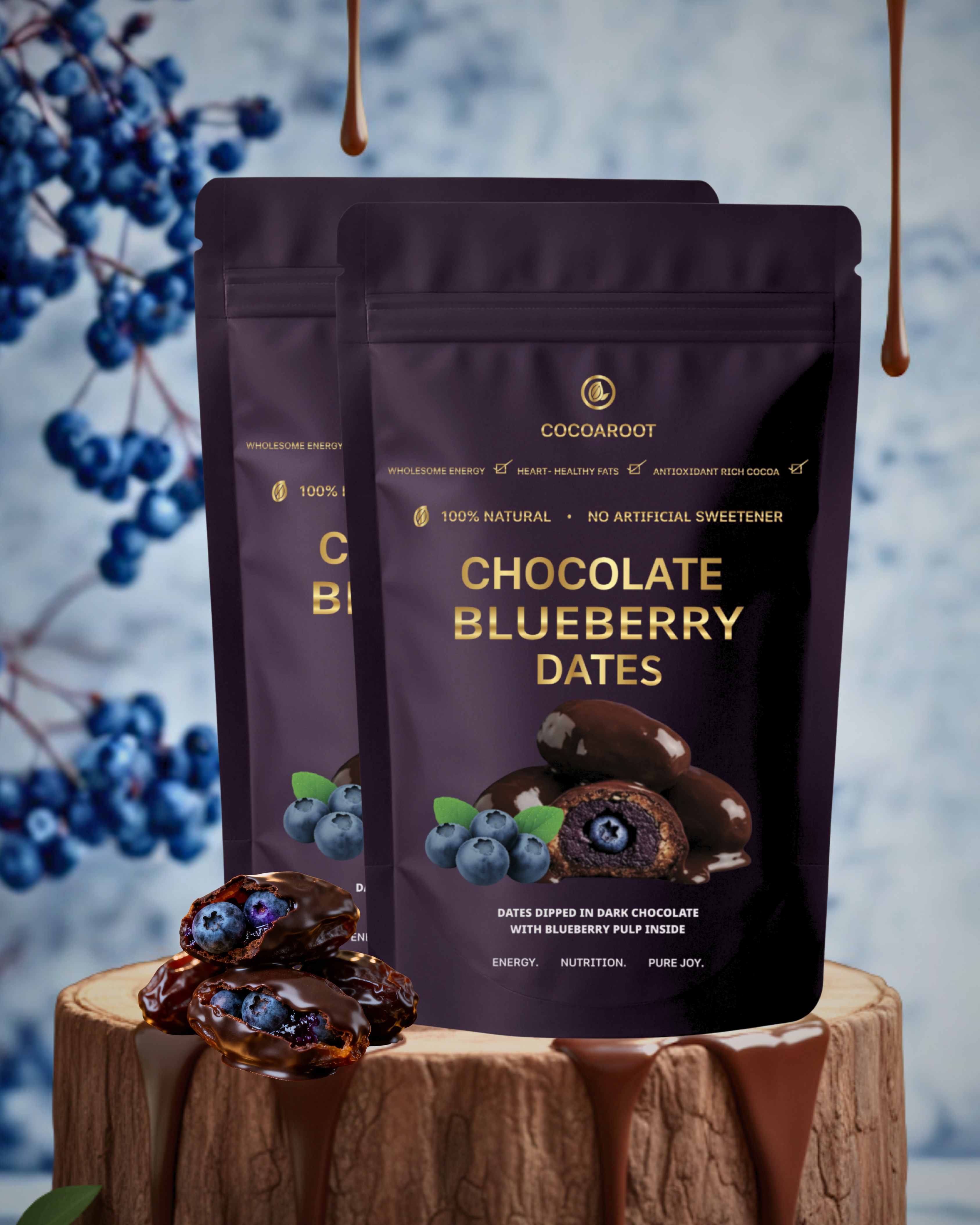 Cocoaroot Dark Chocolate Blueberry Filled Dates